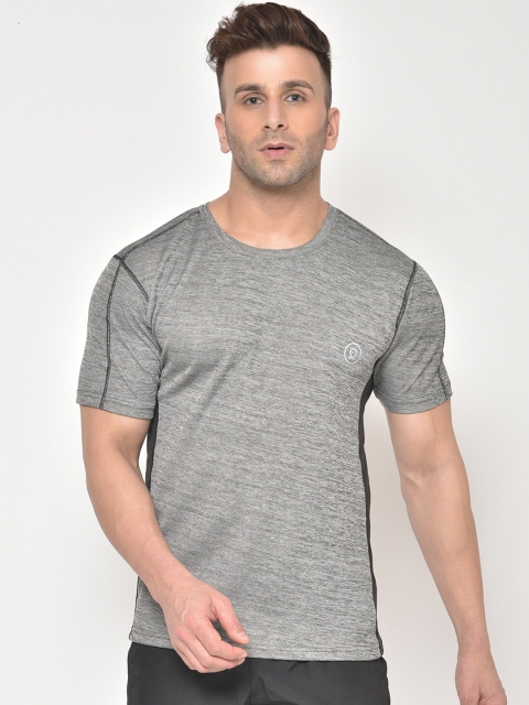 

Chkokko Men Grey Solid Round Neck Sports T-shirt