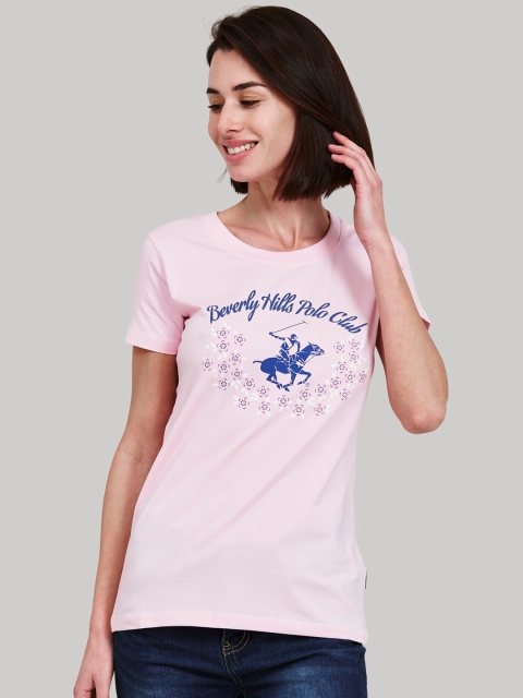 

Beverly Hills Polo Club Women Pink Printed Round Neck T-shirt