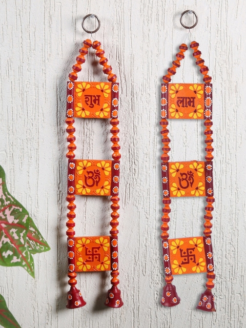 

Aapno Rajasthan Orange & Red 2 Pcs Traditional Handpainted Door Hanging