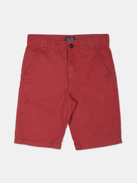 

The Childrens Place Boys Red Solid Cotton Chino Shorts