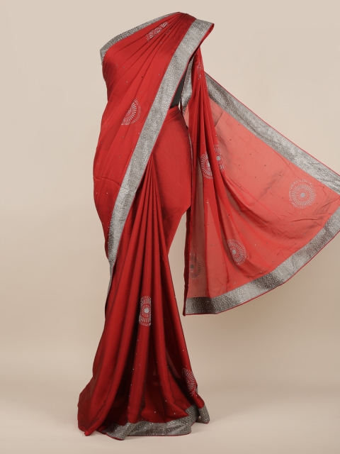

Pothys Rust Woven Design Poly Georgette Saree