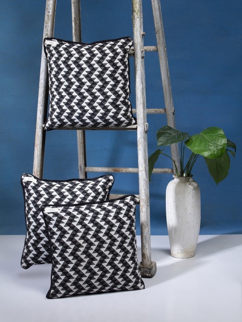 

I AM FOR YOU Set of 3 Black & White Geometric Square Cushion Covers