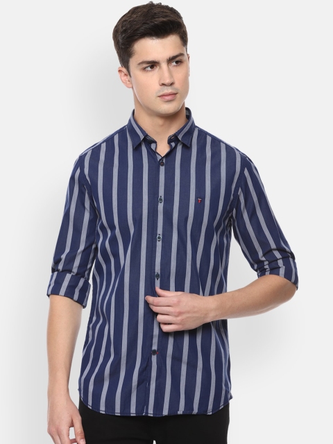 

Louis Philippe Sport Men Navy Blue Slim Fit Striped Casual Shirt