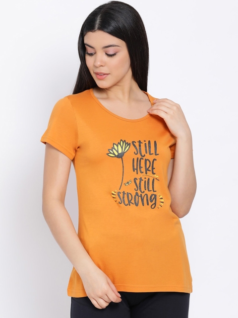 

Kanvin Women Orange & Black Printed Lounge T-shirt