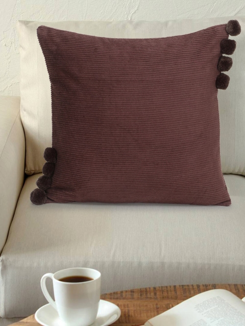 

Mezposh Coffee Brown Set of Single Striped Square Cushion Covers