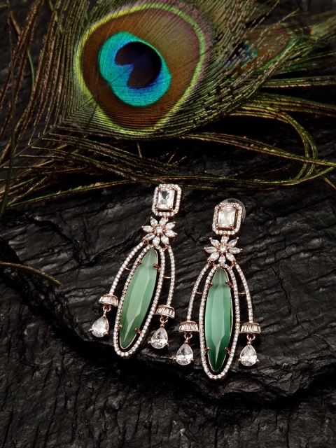 

DUGRISTYLE Green Contemporary Drop Earrings