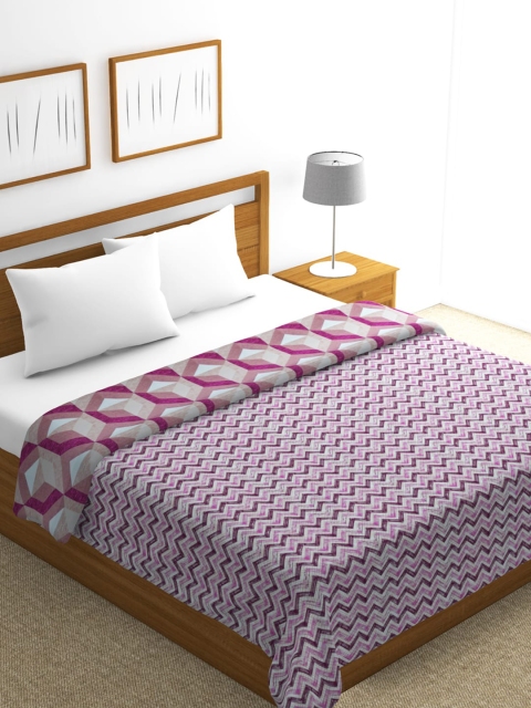 

BIANCA Purple & Pink Geometric AC Room 300 GSM Double Bed Dohar