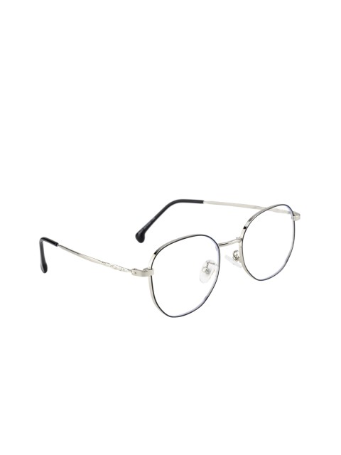 

Clark N Palmer Unisex Black & Silver-Toned Solid Full Rim Oval Frames CNP-8627-C2