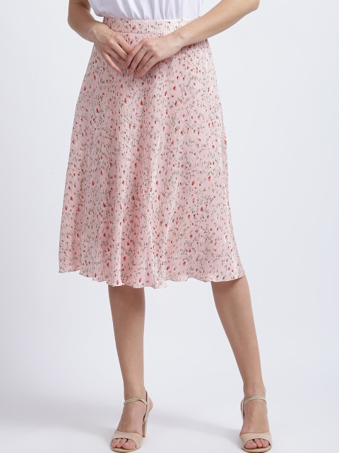 

Zink London Pink & Red Floral Printed Flared Midi Skirt