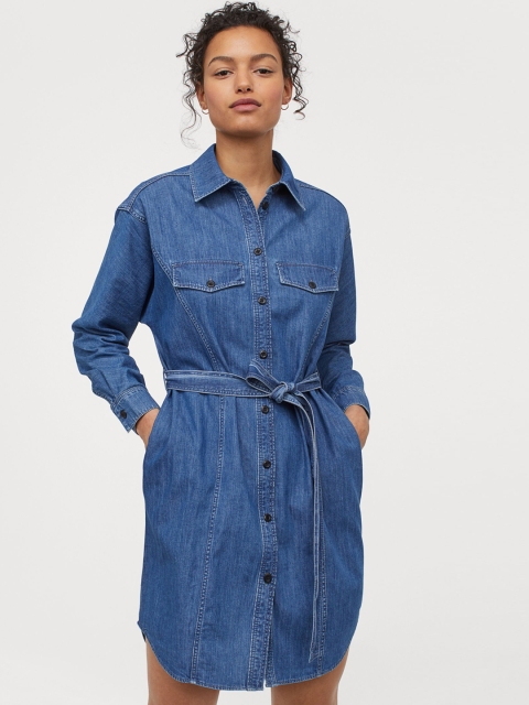 

H&M Women Blue Denim Shirt Dress
