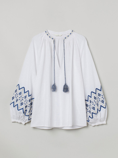

H&M Women White Embroidered Blouse