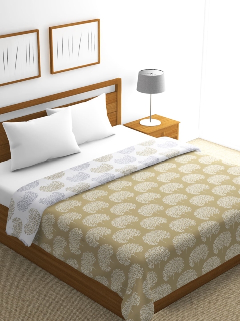 

BIANCA Khaki & White Ethnic Motifs AC Room 300 GSM Cotton Double Bed Dohar