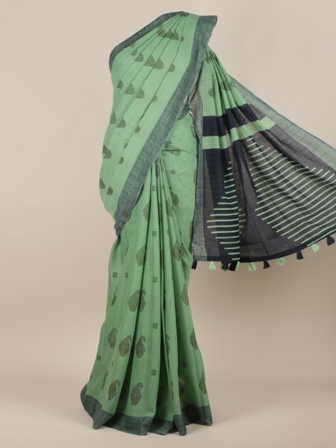

Pothys Green Woven Design Linen Blend Saree
