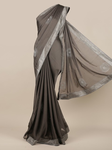 

Pothys Grey Embellished Poly Georgette Saree