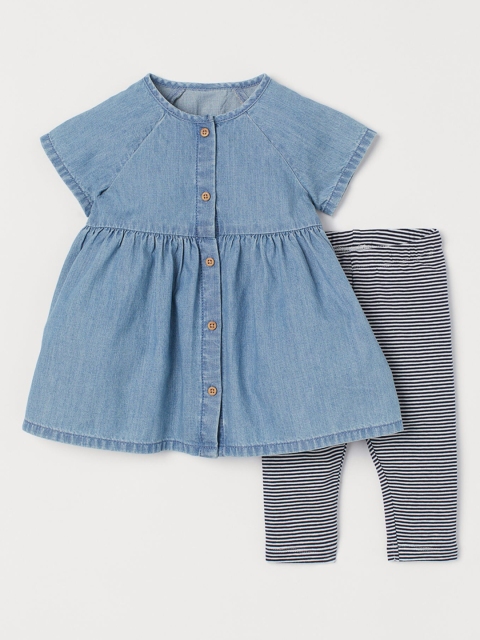 

H&M Girls Blue & White 2-piece cotton set
