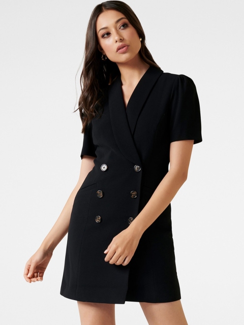 

Forever New Women Black Solid Wrap Dress