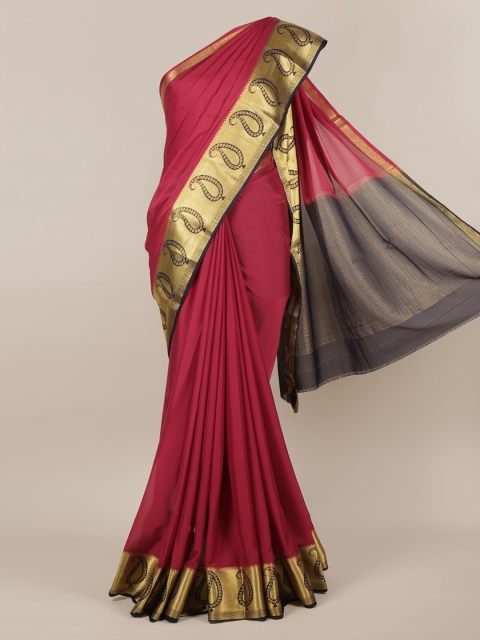 

Pothys Maroon Solid Poly Chiffon Saree