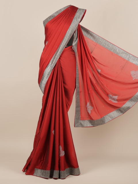 

Pothys Maroon Embellished Poly Georgette Saree
