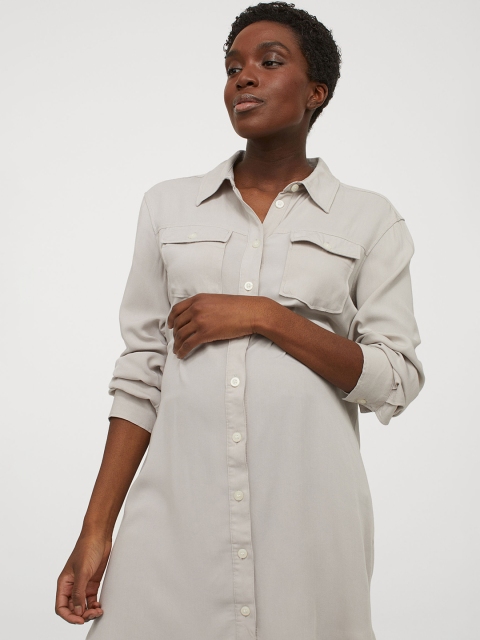 

H&M Women Grey MAMA Shirt Dress