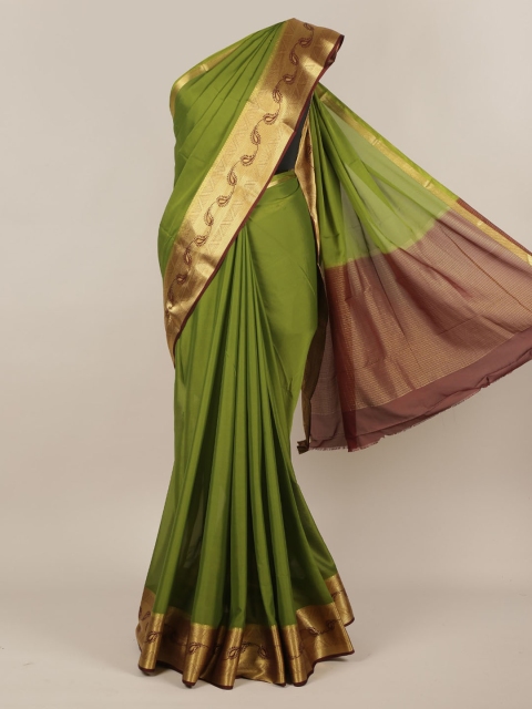 

Pothys Green Solid Poly Chiffon Saree