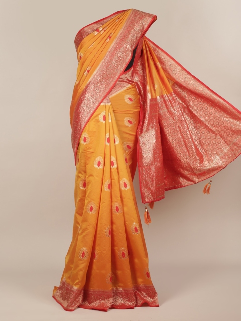 

Pothys Mustard Woven Design Jute Silk Saree
