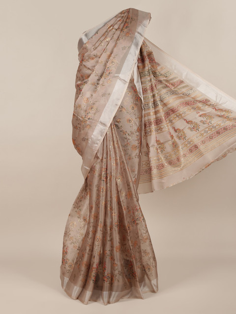 

Pothys Beige Woven Design Tissue Saree