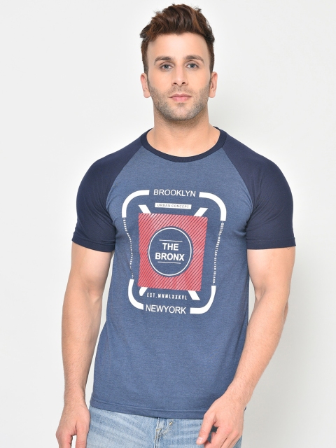

Chkokko Men Blue Printed Round Neck T-shirt