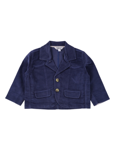 

TOFFY HOUSE Boys Navy Blue Solid Open Front Jacket