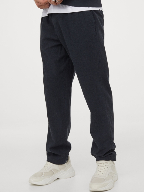 

H&M Linen trousers Relaxed Fit, Blue