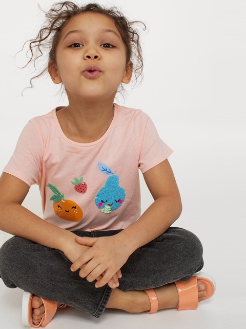 

H&M Girls Pink Printed Interactive Motif Top