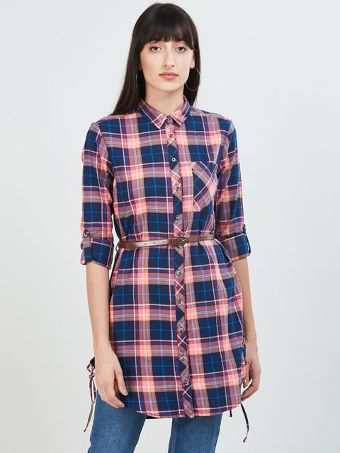 

max Women Blue & Pink Checked Tunic