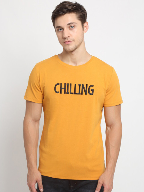 

Global Republic Men Yellow Printed Round Neck T-shirt