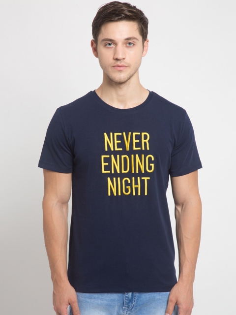 

Global Republic Men Navy Blue Printed Round Neck T-shirt