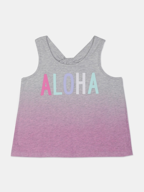 

GAP Girls Grey & Pink Tie & Dye Island Graphic Keyhole Tank Top