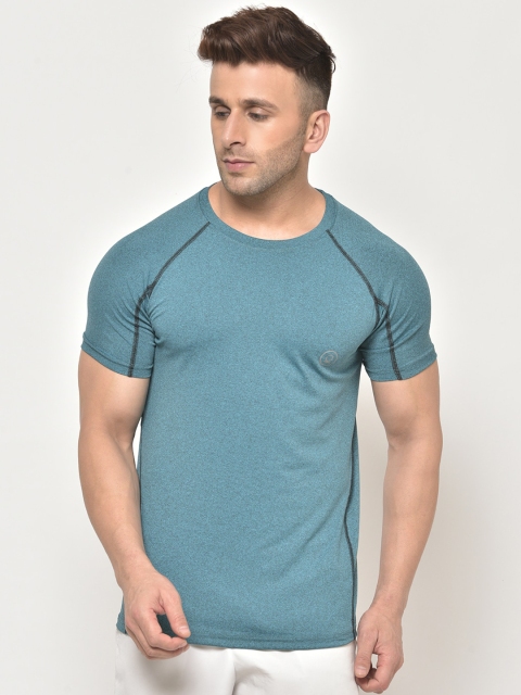 

Chkokko Men Green Solid Round Neck Dry Fit Gym T-shirt