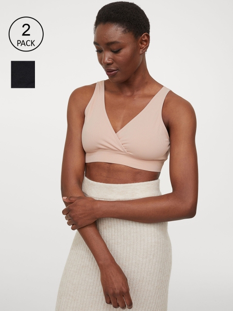 

H&M Women MAMA Beige & Black 2-Pack Nursing Bras 0596877019