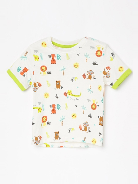

Juniors by Lifestyle Boys Off-White Printed Round Neck T-shirt