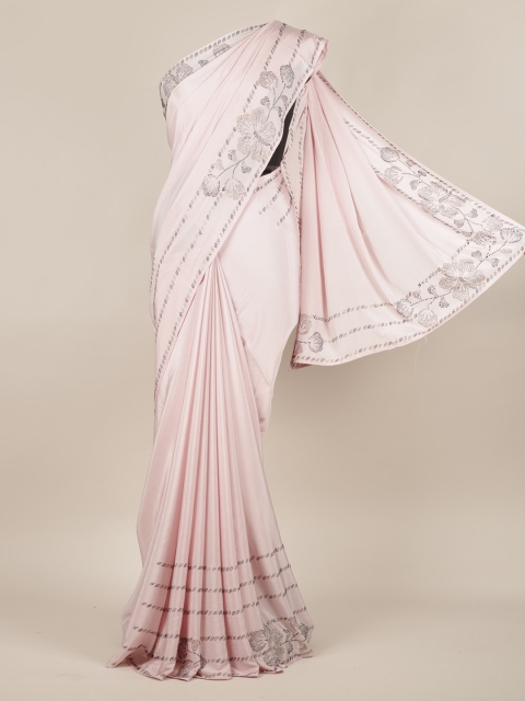 

Pothys Pink Solid Pure Crepe Saree