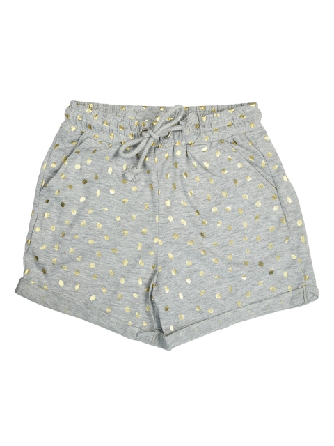 

ORANGE PUMPKKIN Girls Grey & Golden Polka Dot Printed Regular Shorts
