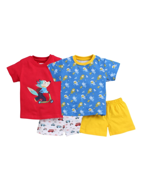 

BUMZEE Kids Multicoloured Pack of 2 Printed T-shirt with Shorts, Multi