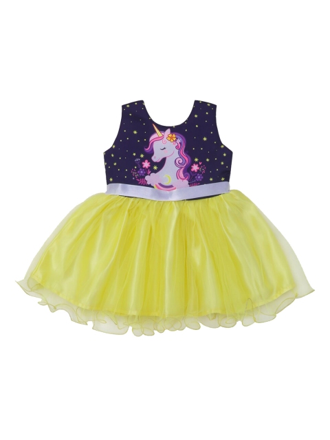 

The Magic Wand Girls Pink Unicorn Printed Fit and Flare Party Dress