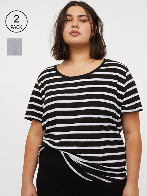 

H&M+ Women 2-Pack Modal-mix T-shirts, Black