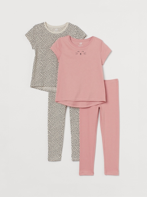

H&M Girls Beige 4-piece cotton set