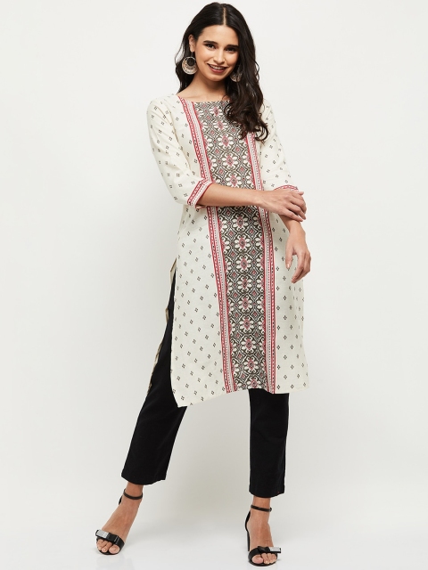 

max Women Off White Geometric Printed Kurta