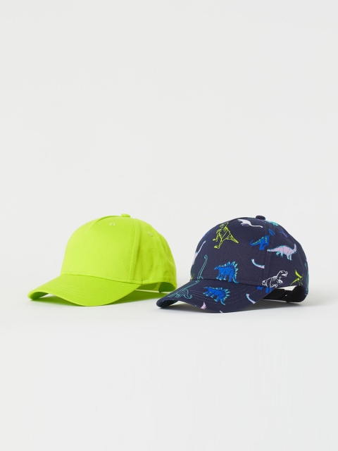 

H&M Boys 2-Pack Pure Cotton Twill Caps, Fluorescent green