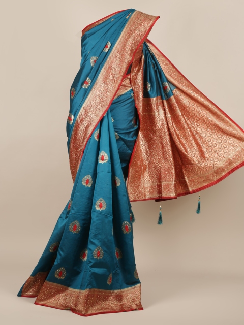 

Pothys Blue Woven Design Jute Silk Saree