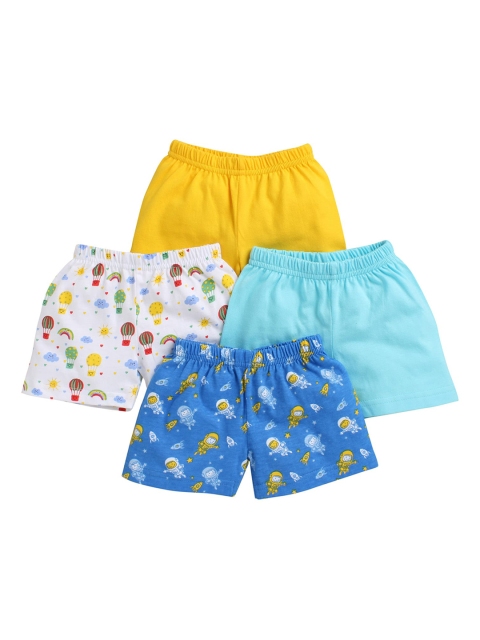 

BUMZEE Unisex Kids Pack of 4 Blue Printed Regular Fit Shorts