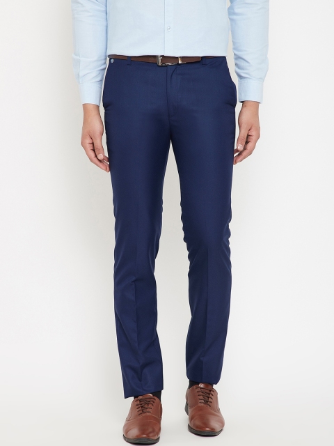 

Canary London Men Blue Slim Fit Solid Formal Trousers