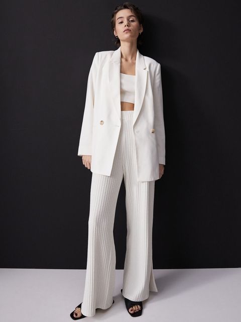 

H&M Women White Double-Breasted Blazer
