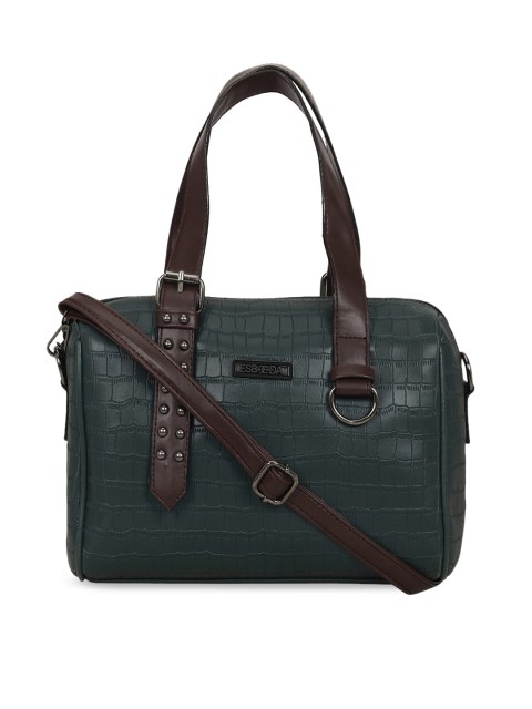 

ESBEDA Green & Brown Croc Skin Textured Handheld Bag